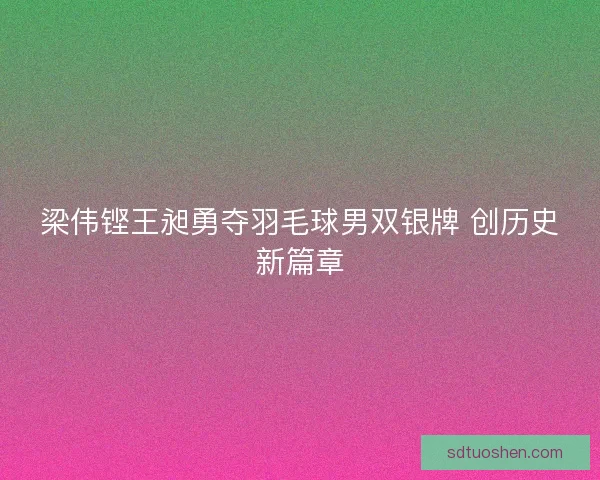 梁伟铿王昶勇夺羽毛球男双银牌 创历史新篇章