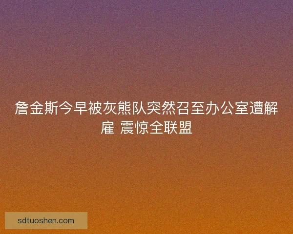 詹金斯今早被灰熊队突然召至办公室遭解雇 震惊全联盟 詹金斯今早被灰熊队突然召至办公室遭解雇 震惊全联盟
