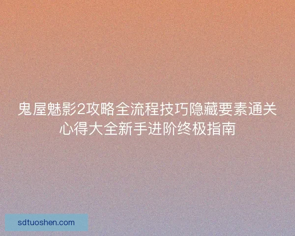 鬼屋魅影2攻略全流程技巧隐藏要素通关心得大全新手进阶终极指南